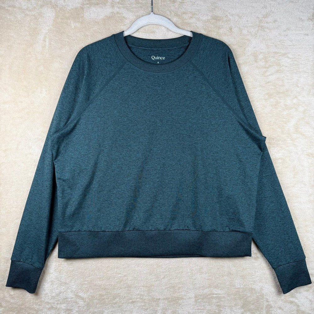 Quince Womens Small Raglan Sweatshirt Teal Green Athleisure Yoga Gorpcore‎